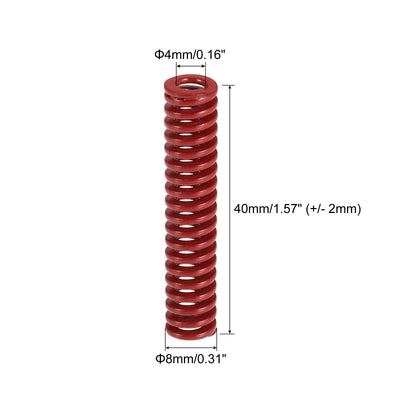 Harfington Uxcell Die Spring, 5pcs 8mm OD 40mm Long Stamping Medium Load Compression, Red