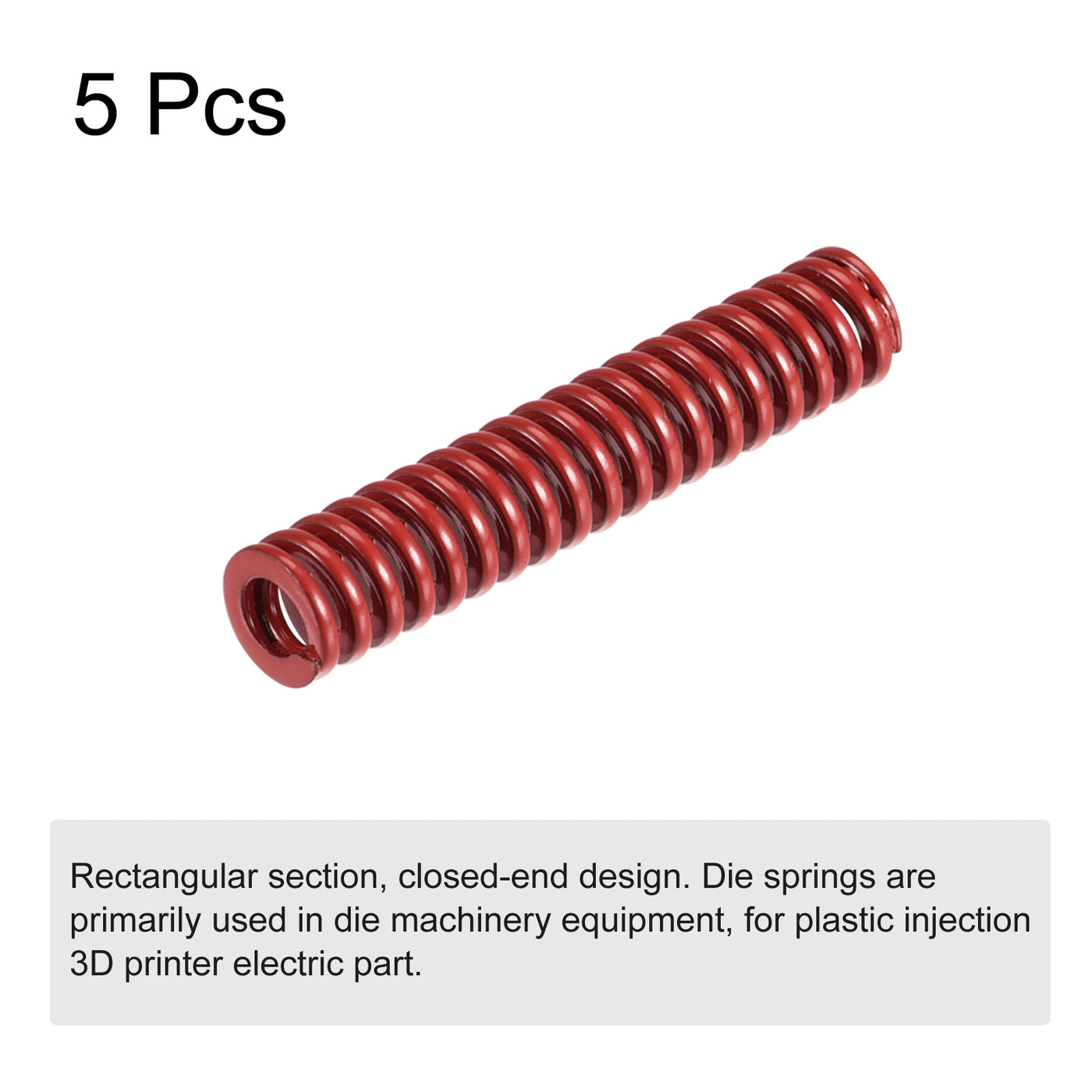 uxcell Uxcell Die Spring, 5pcs 8mm OD 40mm Long Stamping Medium Load Compression, Red