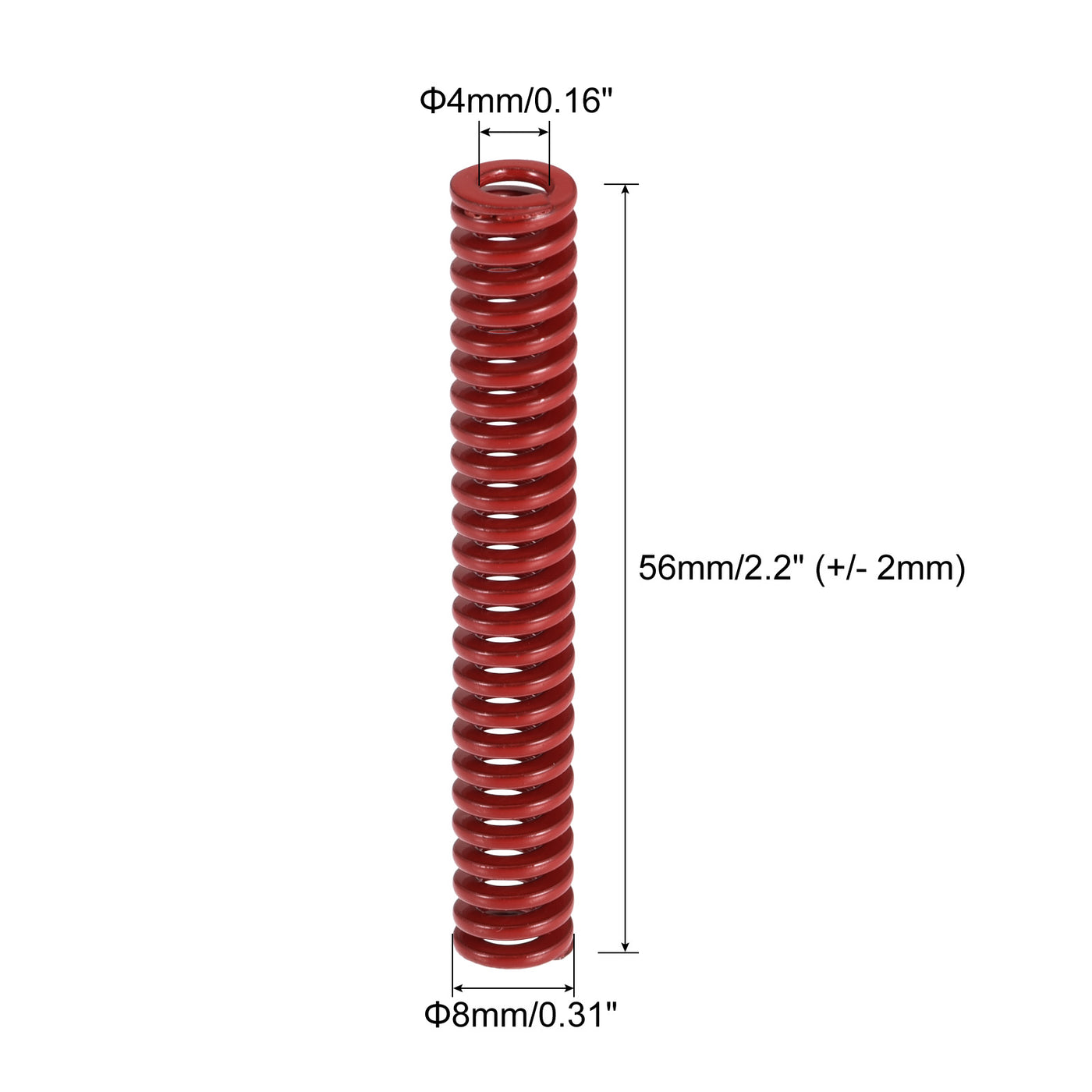 uxcell Uxcell Die Spring, 10pcs 8mm OD 55mm Long Stamping Medium Load Compression, Red