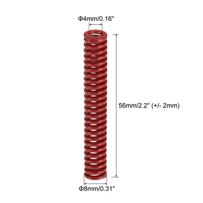 Harfington Uxcell Die Spring, 10pcs 8mm OD 55mm Long Stamping Medium Load Compression, Red