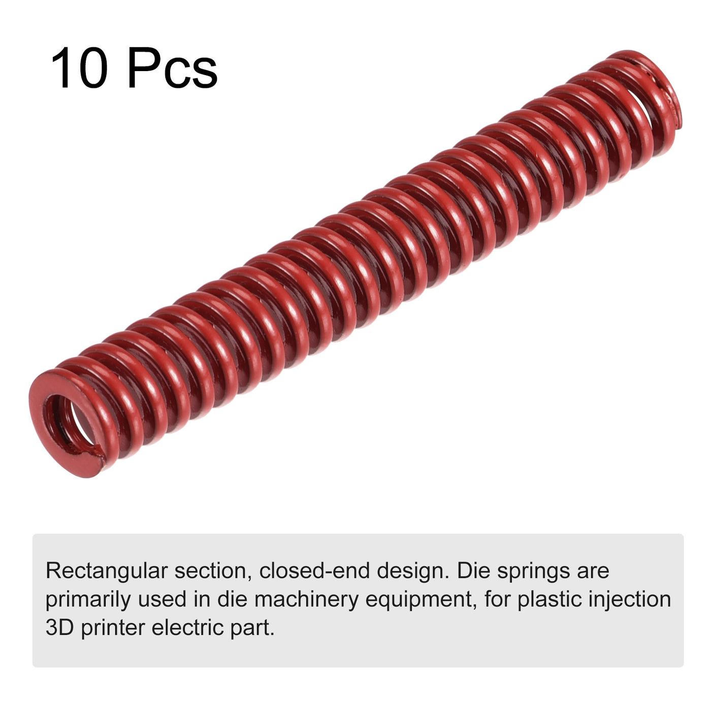 uxcell Uxcell Die Spring, 10pcs 8mm OD 55mm Long Stamping Medium Load Compression, Red