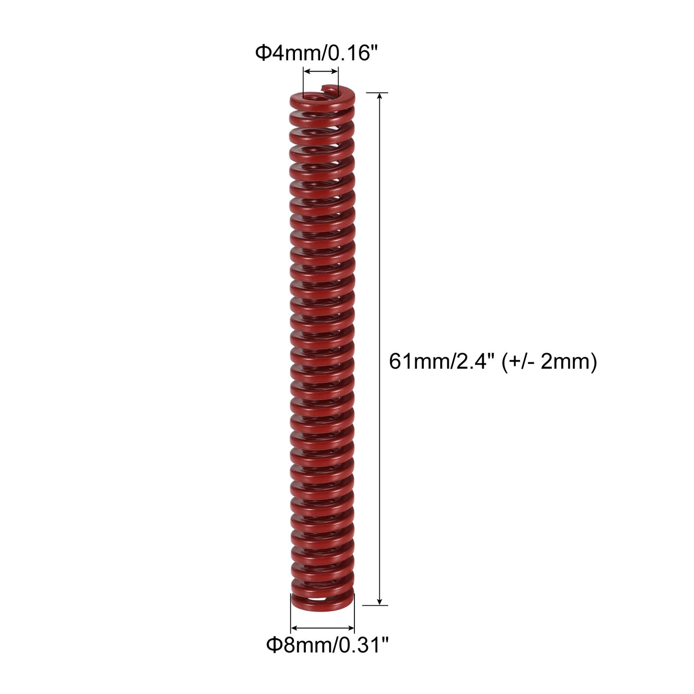 uxcell Uxcell Die Spring, 8mm OD 60mm Long Stamping Medium Load Compression, Red