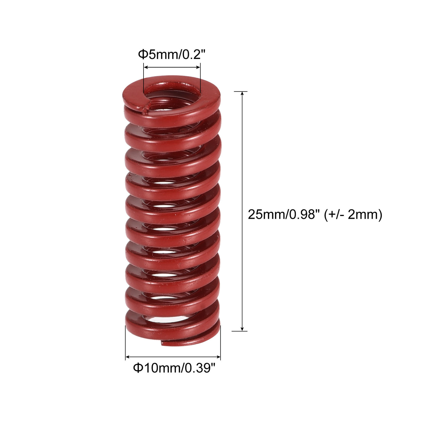 uxcell Uxcell Die Spring, 5pcs 10mm OD 25mm Long Stamping Medium Load Compression, Red