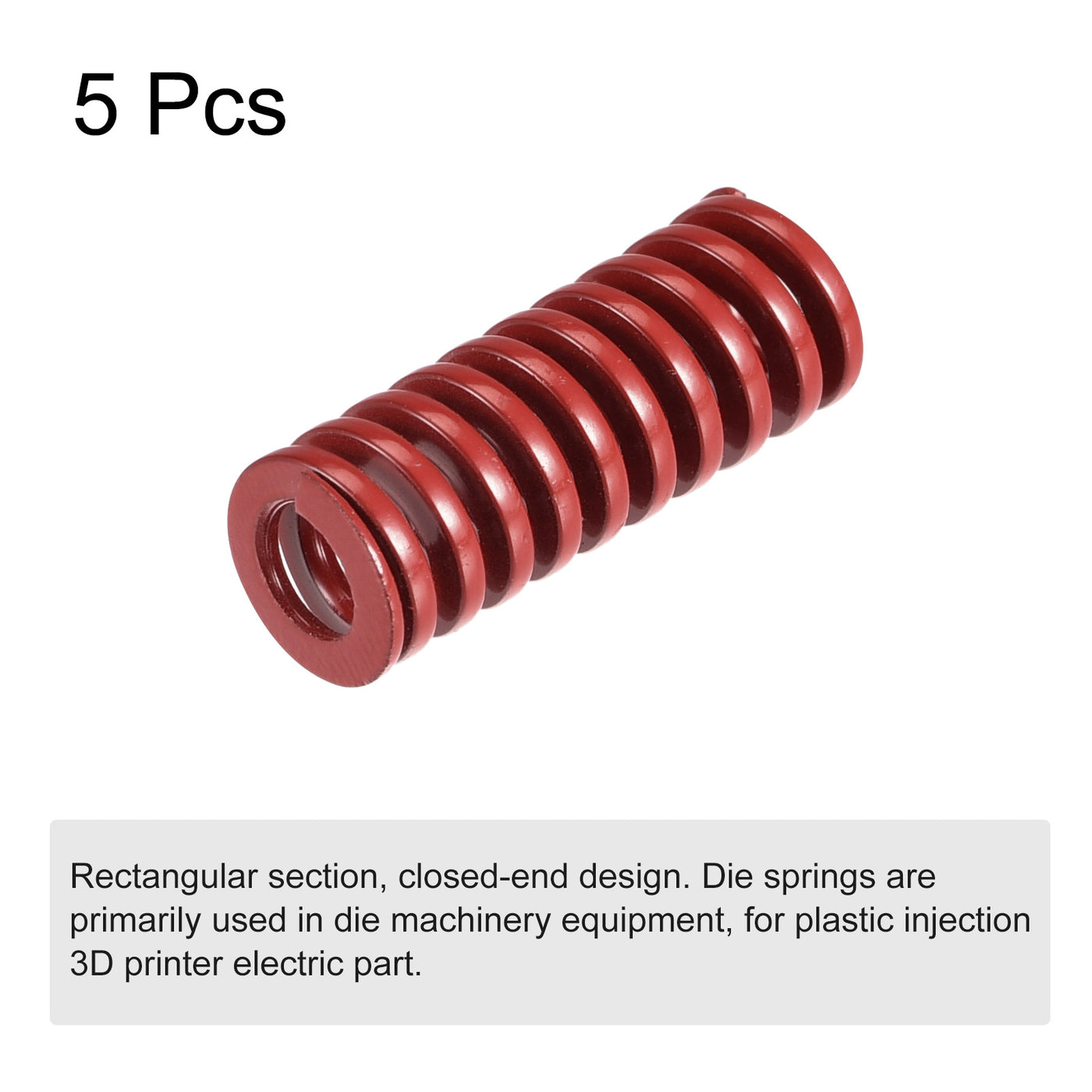 uxcell Uxcell Die Spring, 5pcs 10mm OD 25mm Long Stamping Medium Load Compression, Red