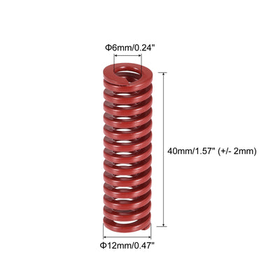 Harfington Uxcell Die Spring, 20pcs 12mm OD 40mm Long Stamping Medium Load Compression, Red