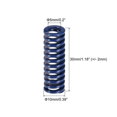 Harfington Uxcell Die Spring, 20pcs 10mm OD 30mm Long Stamping Light Load Compression, Blue