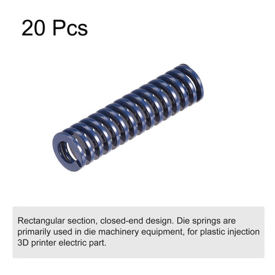 Harfington Uxcell Die Spring, 20pcs 10mm OD 40mm Long Stamping Light Load Compression, Blue