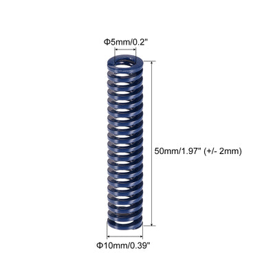 Harfington Uxcell Die Spring, 10pcs 10mm OD 50mm Long Stamping Light Load Compression, Blue