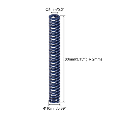 Harfington Uxcell 10 Stück Werkzeugfeder Druckfedern 10mm Außendurchm. 80mm Lang Spiralprägung Leichte Last für Elektrische Teile von 3D Druckern Blau