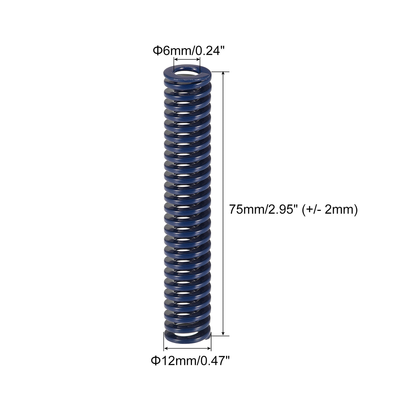 uxcell Uxcell Die Spring, 5pcs 12mm OD 75mm Long Stamping Light Load Compression, Blue