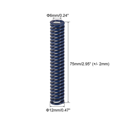 Harfington Uxcell Die Spring, 5pcs 12mm OD 75mm Long Stamping Light Load Compression, Blue