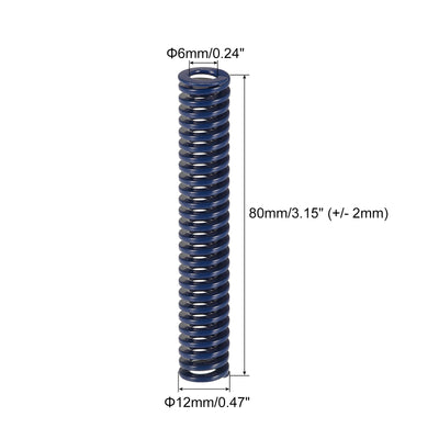 Harfington Uxcell Die Spring, 10pcs 12mm OD 80mm Long Stamping Light Load Compression, Blue