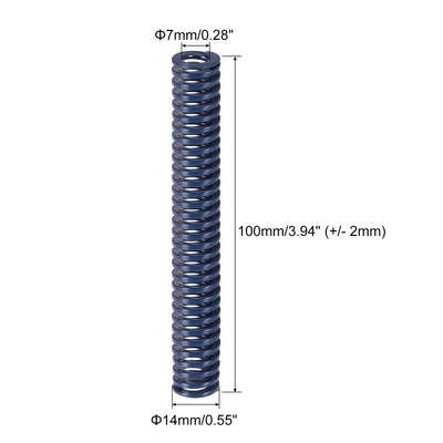 Harfington Uxcell Die Spring, 10pcs 14mm OD 100mm Long Stamping Light Load Compression, Blue