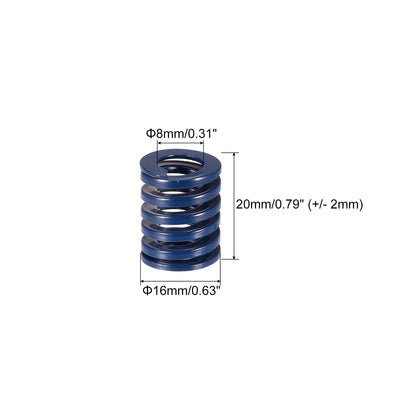 Harfington Uxcell Die Spring, 16mm OD 20mm Long Stamping Light Load Compression, Blue