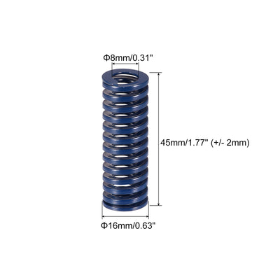 Harfington Uxcell Die Spring, 16mm OD 45mm Long Stamping Light Load Compression, Blue