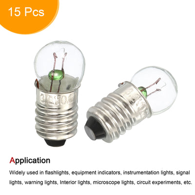 Harfington 15Pcs E10 Screw Base Bulbs DC 3.8V Mini Miniature Lights, Warm Yellow