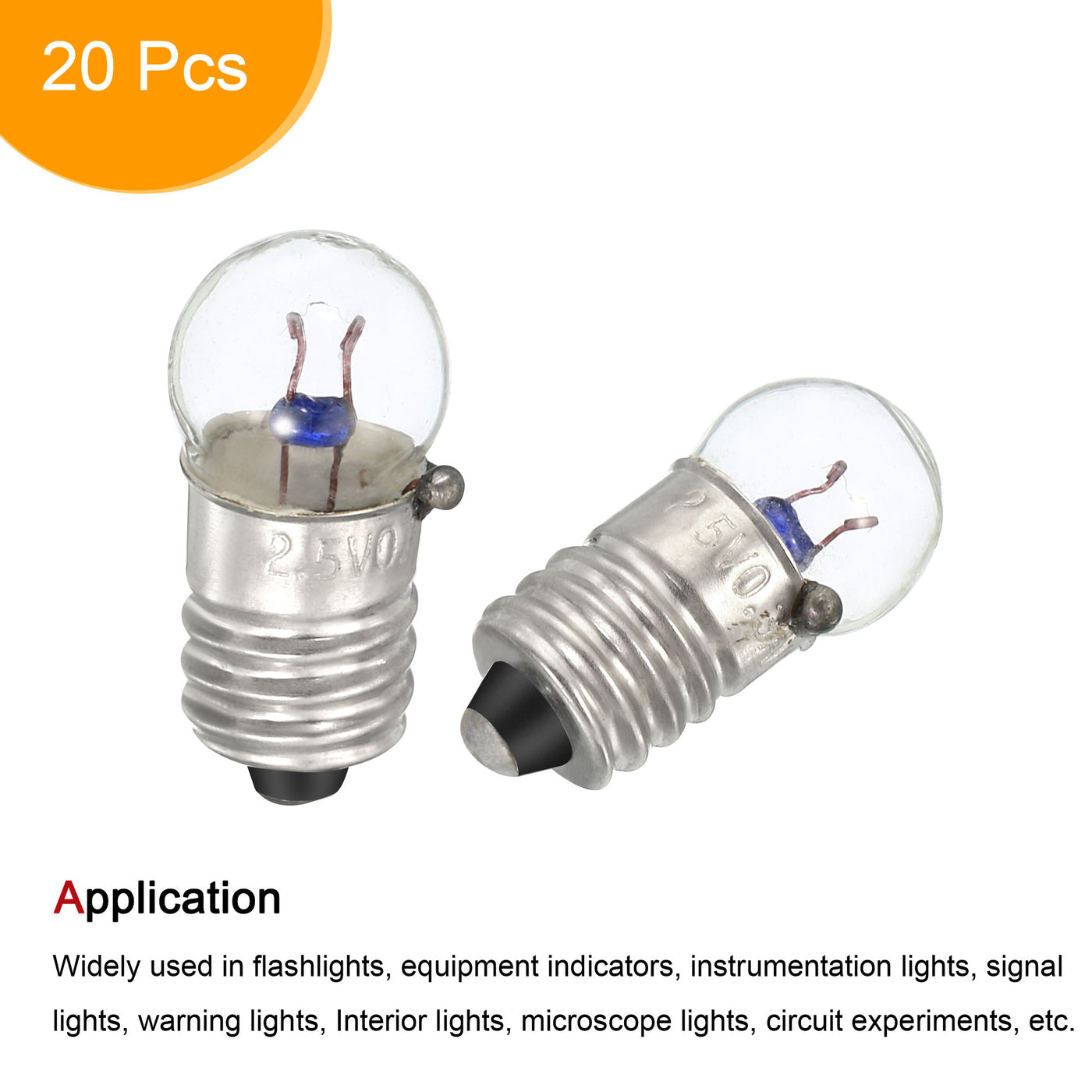 Harfington 20Pcs E10 Screw Base Bulbs DC 2.5V Mini Miniature Lights, Warm Yellow