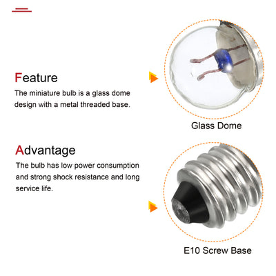 Harfington 20Pcs E10 Screw Base Bulbs DC 2.5V Mini Miniature Lights, Warm Yellow