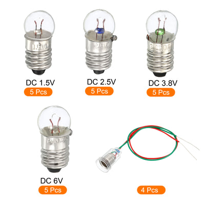 Harfington 1Set E10 Screw Base 1.5V/2.5V/3.8V/6V Bulb Miniature Light w 4Pcs Holders