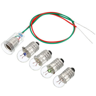 Harfington 1Set E10 Screw Base 1.5V/2.5V/3.8V/6V Bulb Miniature Light w 4Pcs Holders