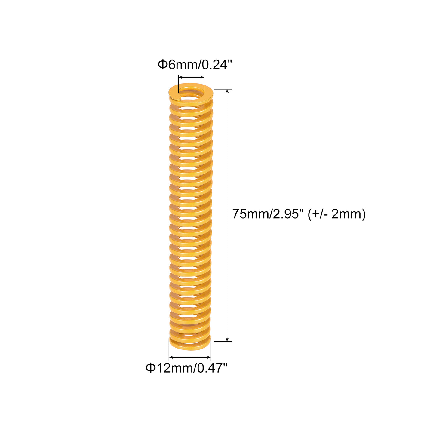 uxcell Uxcell Die Spring, 12mm OD 75mm Long 5pcs Stamping Light Load Compression Yellow