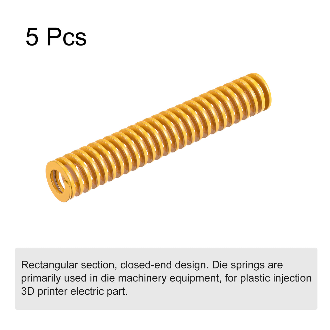 uxcell Uxcell Die Spring, 12mm OD 75mm Long 5pcs Stamping Light Load Compression Yellow