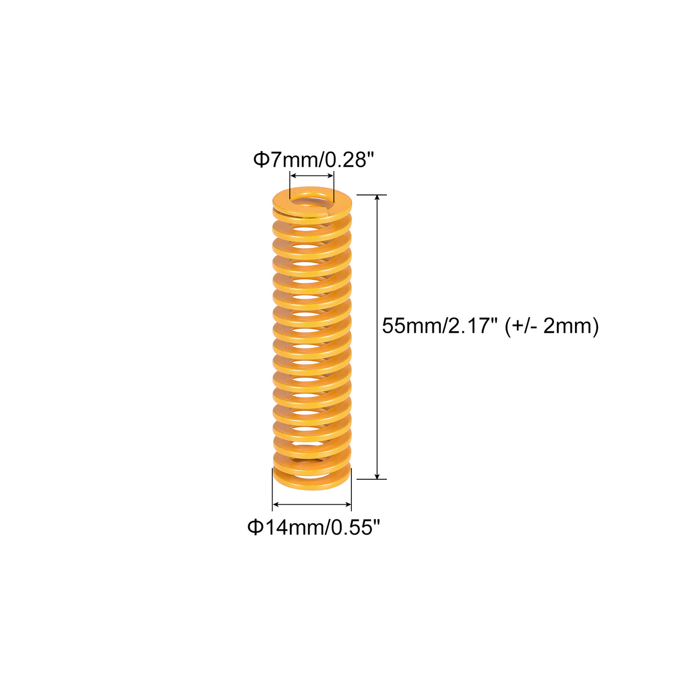 uxcell Uxcell Die Spring, 14mm OD 55mm Long 2pcs Stamping Light Load Compression Yellow