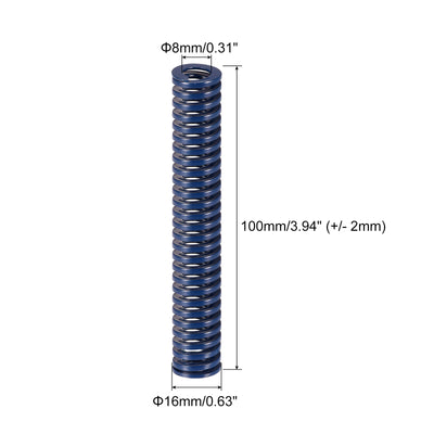 Harfington Uxcell 5 Stück Werkzeugfeder Druckfedern 16mm Außendurchm. 100 mm Lang Spiralprägung Leichte Last für Elektrische Teile von 3D Druckern Blau