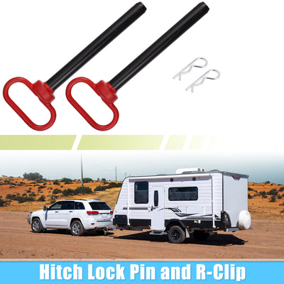 Harfington 2pcs 6-1/2" x 3/4" Trailer Towing Handle Hitch Clevis Pin and Clip for Lawn Mower Trailer Towing Cargo Boat RV Car Truck Bike Tractor Tow Hitch Lock Pins Red