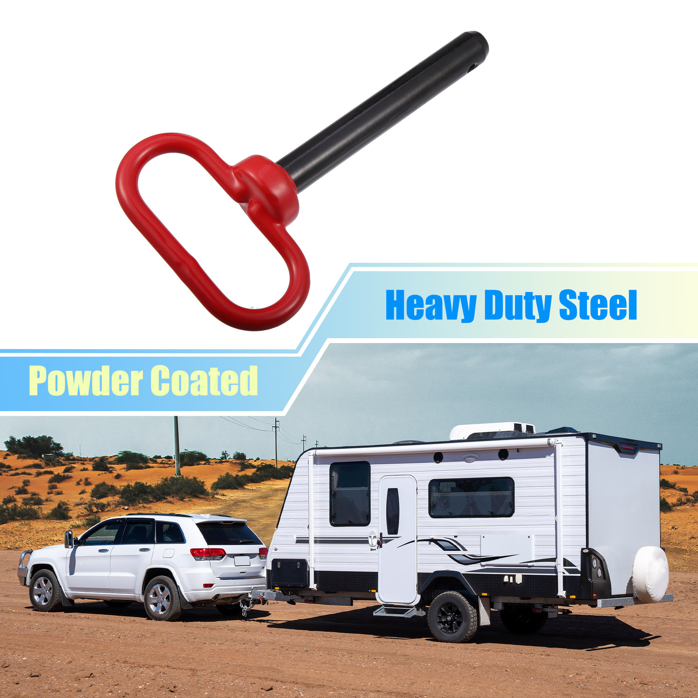 X AUTOHAUX 5/8" x 4" Trailer Towing Handle Hitch Clevis Pin and Clip for Lawn Mower Trailer Towing Cargo Boat RV Car Truck Bike Tractor Tow Hitch Lock Pins Red