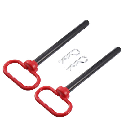 Harfington 2pcs 5/8" x 6" Trailer Towing Handle Hitch Clevis Pin and Clip for Lawn Mower Trailer Gate Towing Cargo Boat RV Car Truck Bike Tractor Tow Hitch Lock Pins Red