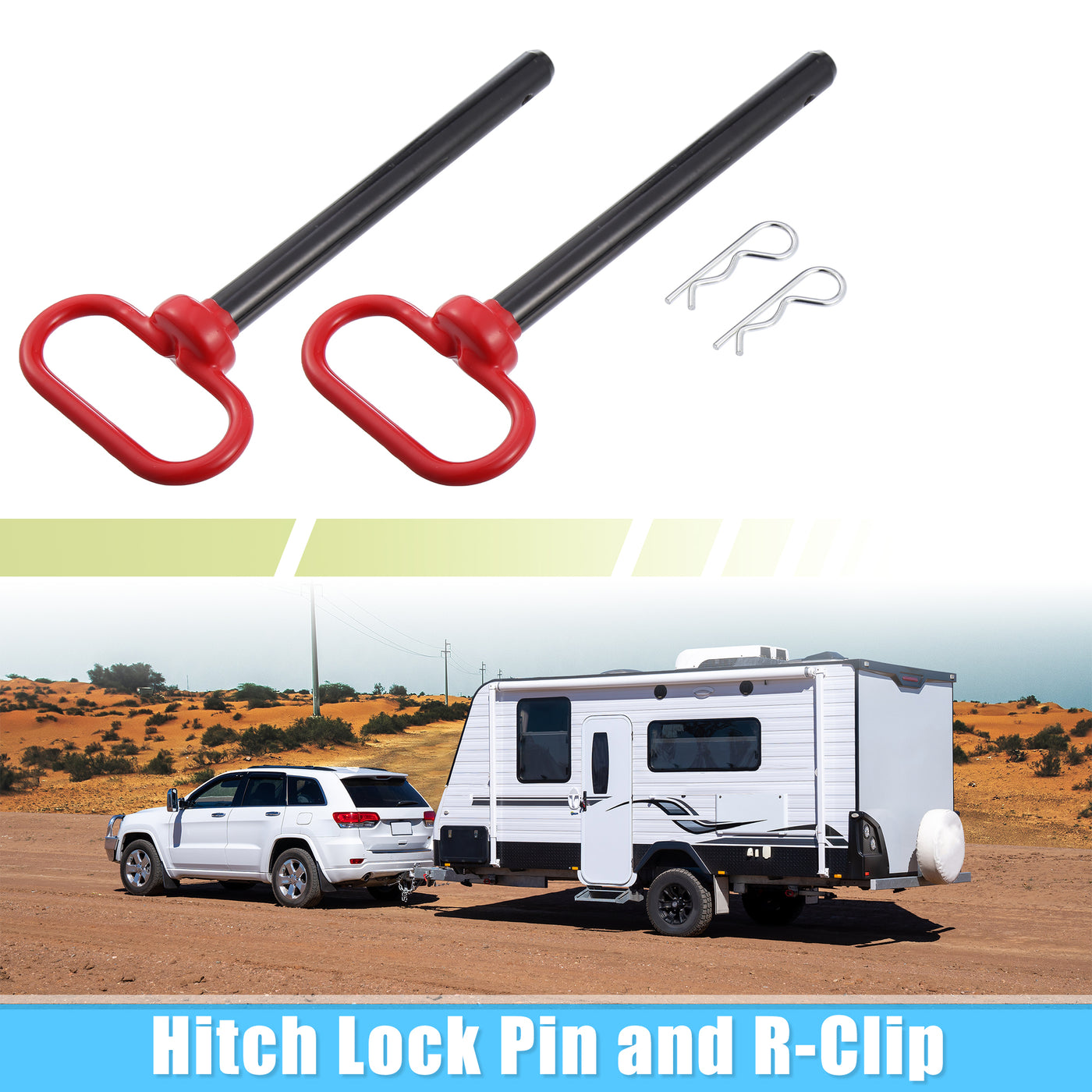 X AUTOHAUX 2pcs 5/8" x 6" Trailer Towing Handle Hitch Clevis Pin and Clip for Lawn Mower Trailer Gate Towing Cargo Boat RV Car Truck Bike Tractor Tow Hitch Lock Pins Red