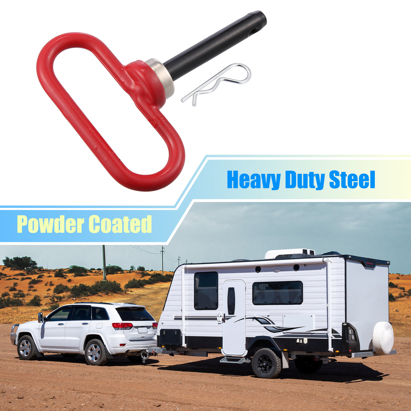 X AUTOHAUX 5"-3.5" Magnetic Trailer Towing Handle Hitch Clevis Pin and Clip for Lawn Mower Trailer Towing Cargo Boat RV Car Truck Bike Tractor Tow Hitch Lock Pins Red