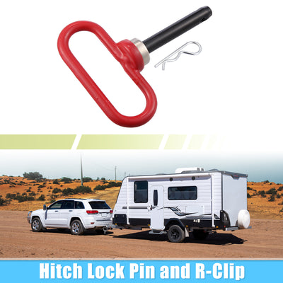 Harfington 5"-3.5" Magnetic Trailer Towing Handle Hitch Clevis Pin and Clip for Lawn Mower Trailer Towing Cargo Boat RV Car Truck Bike Tractor Tow Hitch Lock Pins Red