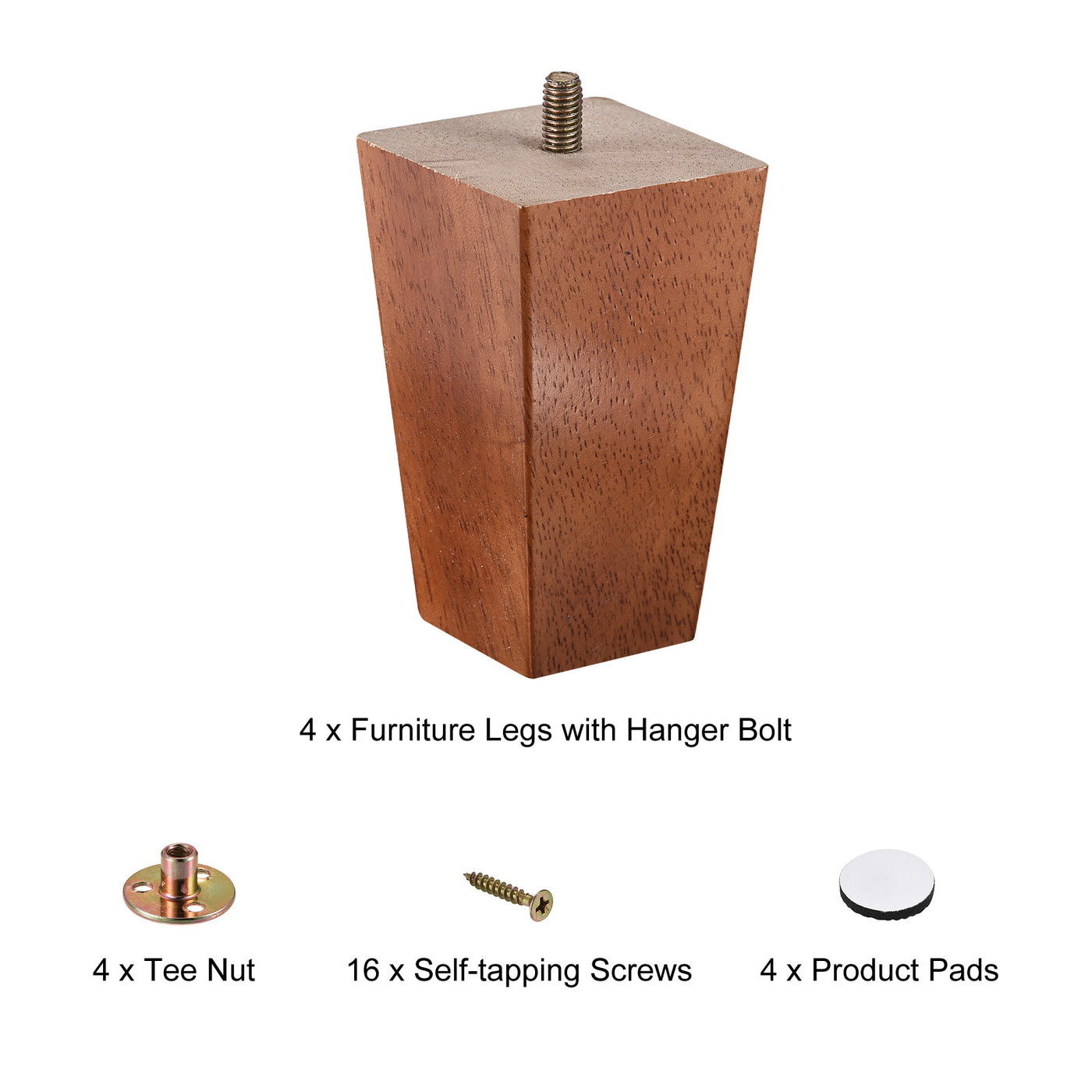 uxcell Uxcell Furniture Legs, Square Wood Couch Legs, with Accessories