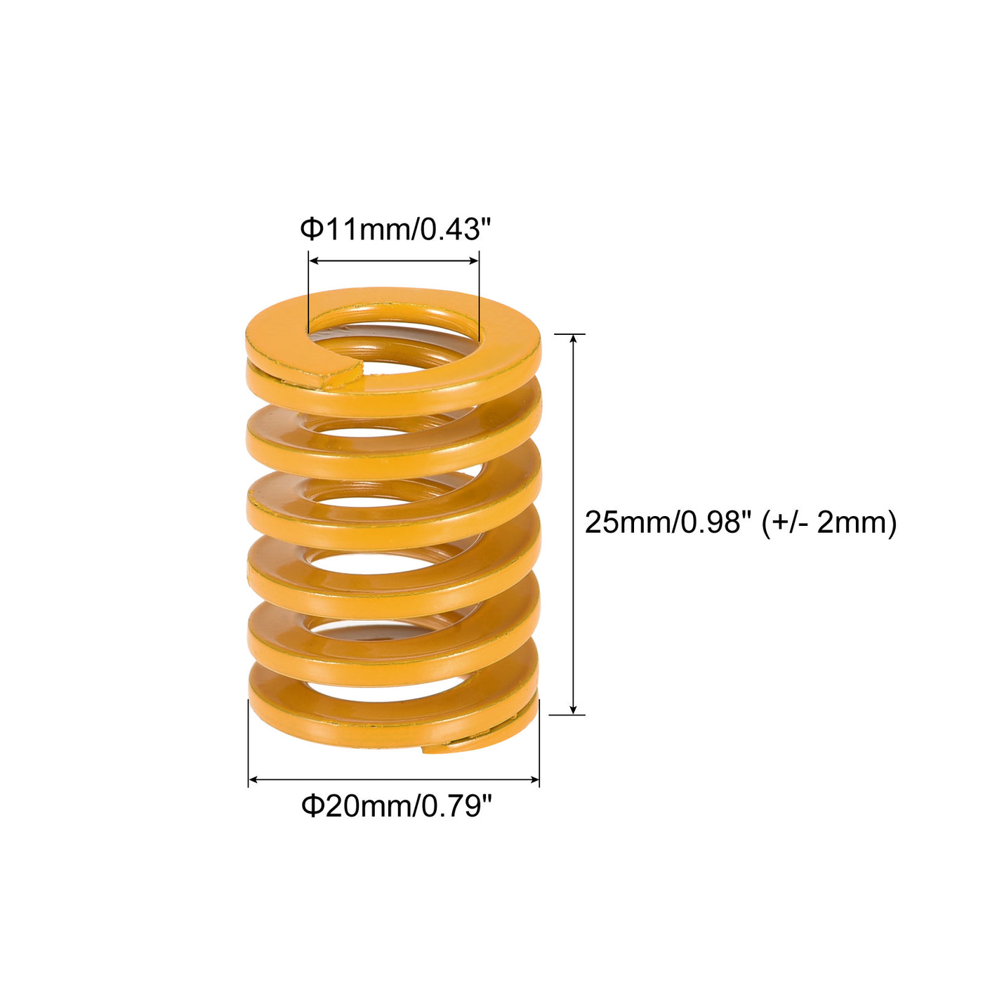 uxcell Uxcell Die Spring, 20mm OD 25mm Long 10pcs Stamping Light Load Compression Yellow