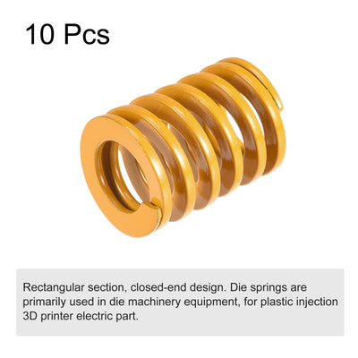 Harfington Uxcell Die Spring, 20mm OD 25mm Long 10pcs Stamping Light Load Compression Yellow