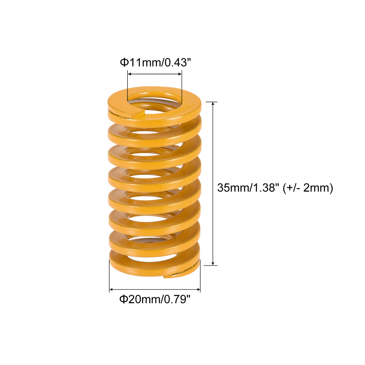 uxcell Uxcell Die Spring, 20mm OD 35mm Long 2pcs Stamping Light Load Compression Yellow