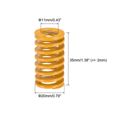 Harfington Uxcell Die Spring, 20mm OD 35mm Long 2pcs Stamping Light Load Compression Yellow