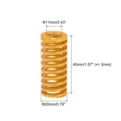 Harfington Uxcell Die Spring, 20mm OD 40mm Long 12pcs Stamping Light Load Compression Yellow