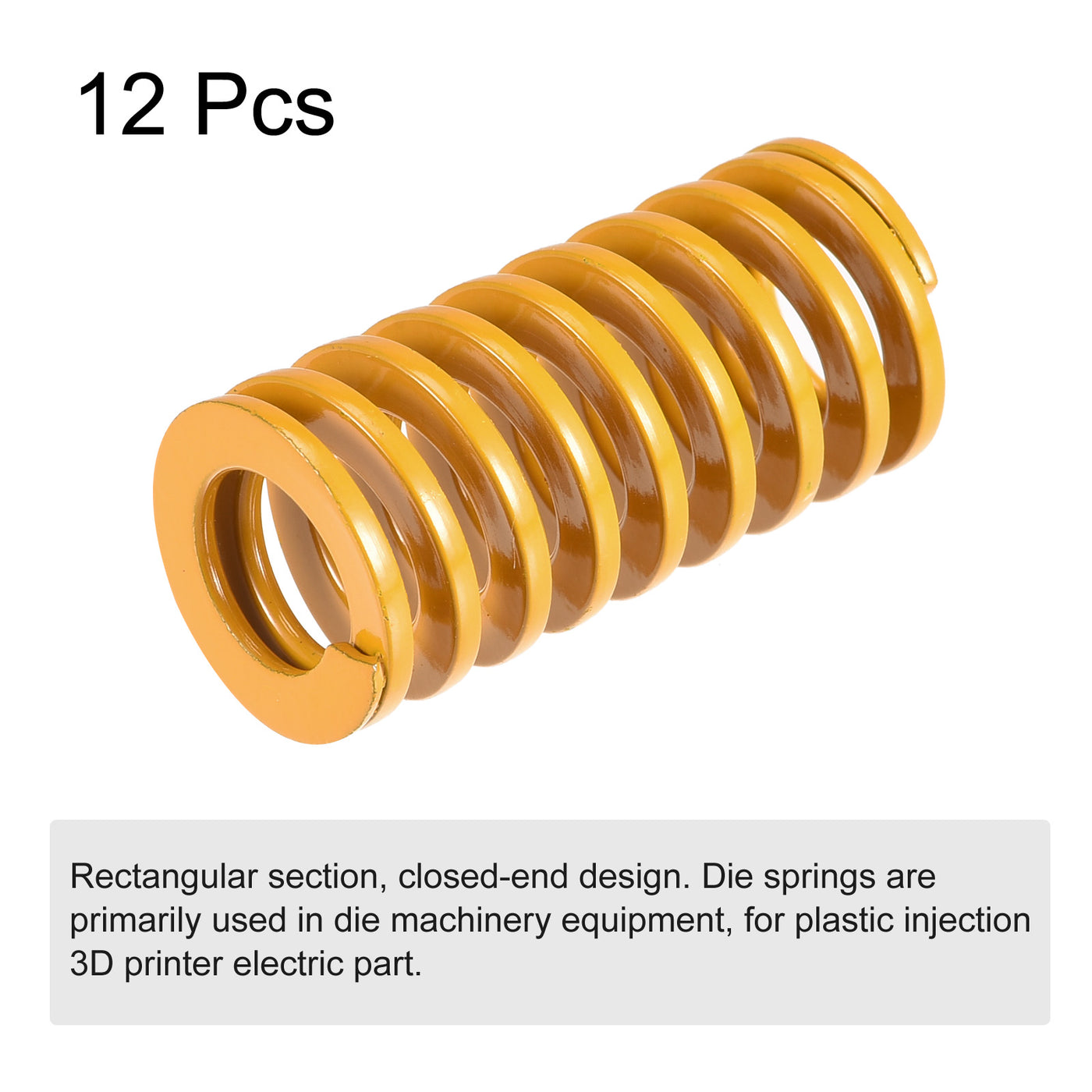 uxcell Uxcell Die Spring, 20mm OD 40mm Long 12pcs Stamping Light Load Compression Yellow