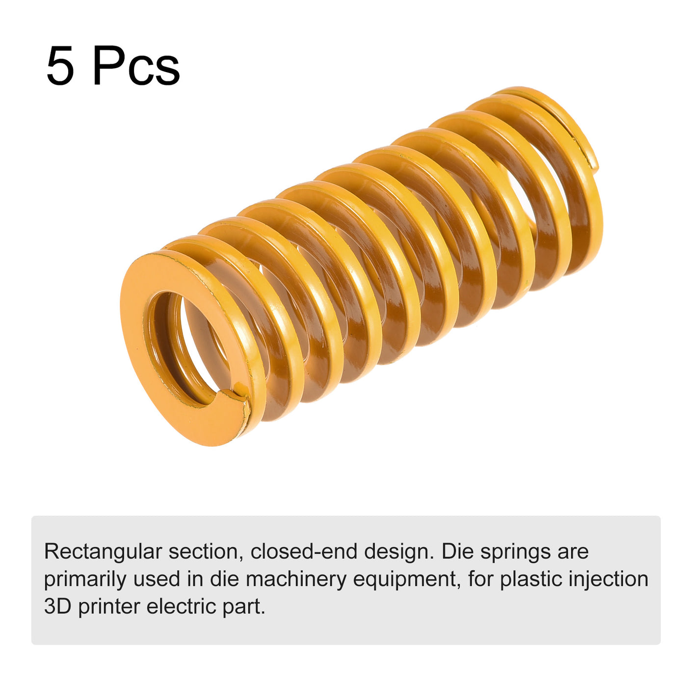 uxcell Uxcell Die Spring, 20mm OD 45mm Long 5pcs Stamping Light Load Compression Yellow