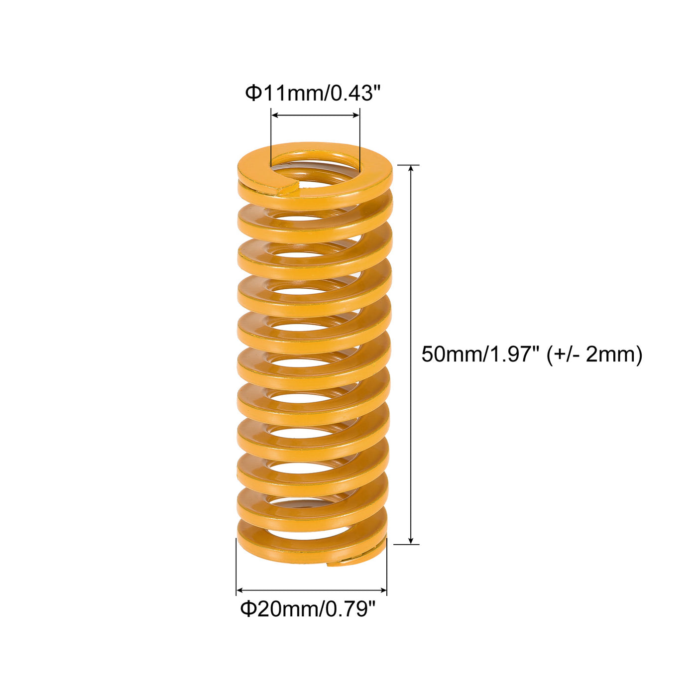 uxcell Uxcell Die Spring, 20mm OD 50mm Long 2pcs Stamping Light Load Compression Yellow