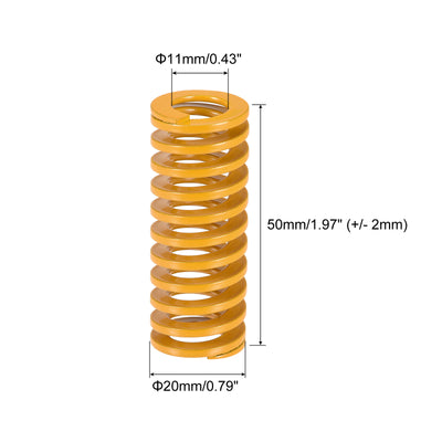 Harfington Uxcell Die Spring, 20mm OD 50mm Long 2pcs Stamping Light Load Compression Yellow