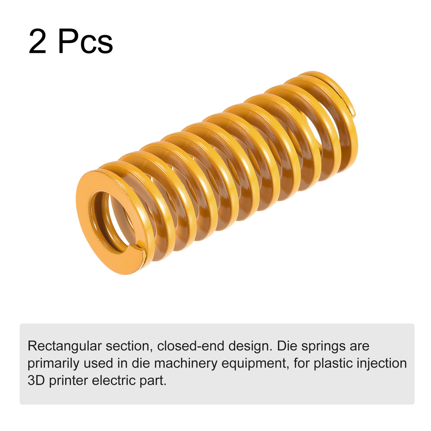 uxcell Uxcell Die Spring, 20mm OD 50mm Long 2pcs Stamping Light Load Compression Yellow