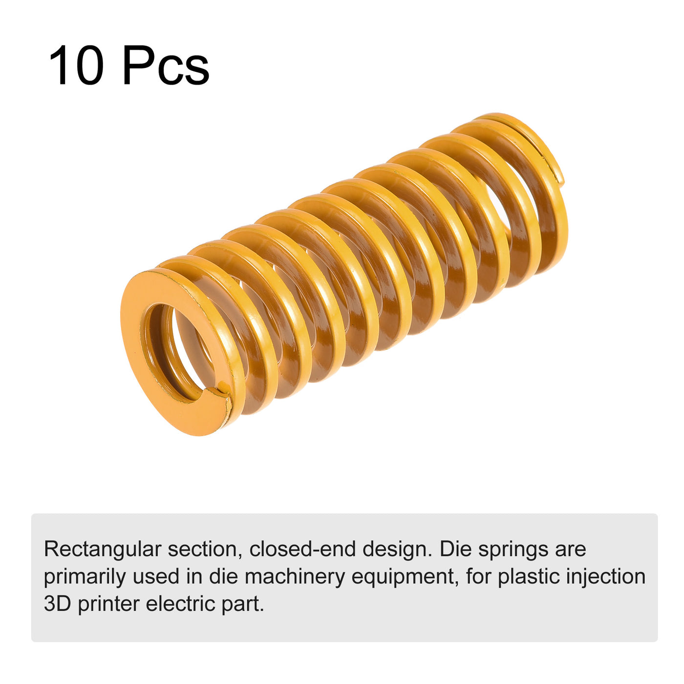 uxcell Uxcell Die Spring, 20mm OD 50mm Long 10pcs Stamping Light Load Compression Yellow