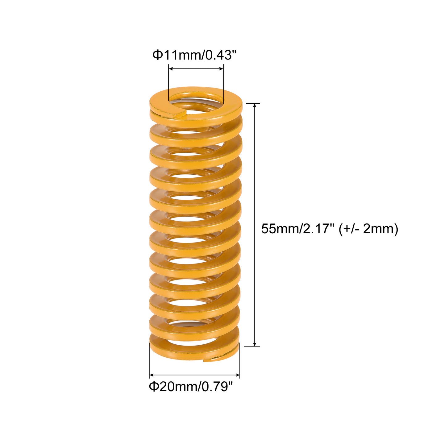 uxcell Uxcell Die Spring, 20mm OD 55mm Long 5pcs Stamping Light Load Compression Yellow