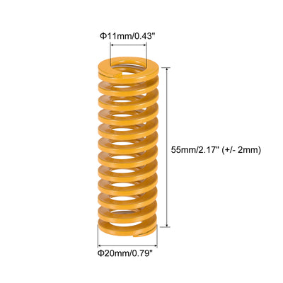 Harfington Uxcell Die Spring, 20mm OD 55mm Long 5pcs Stamping Light Load Compression Yellow