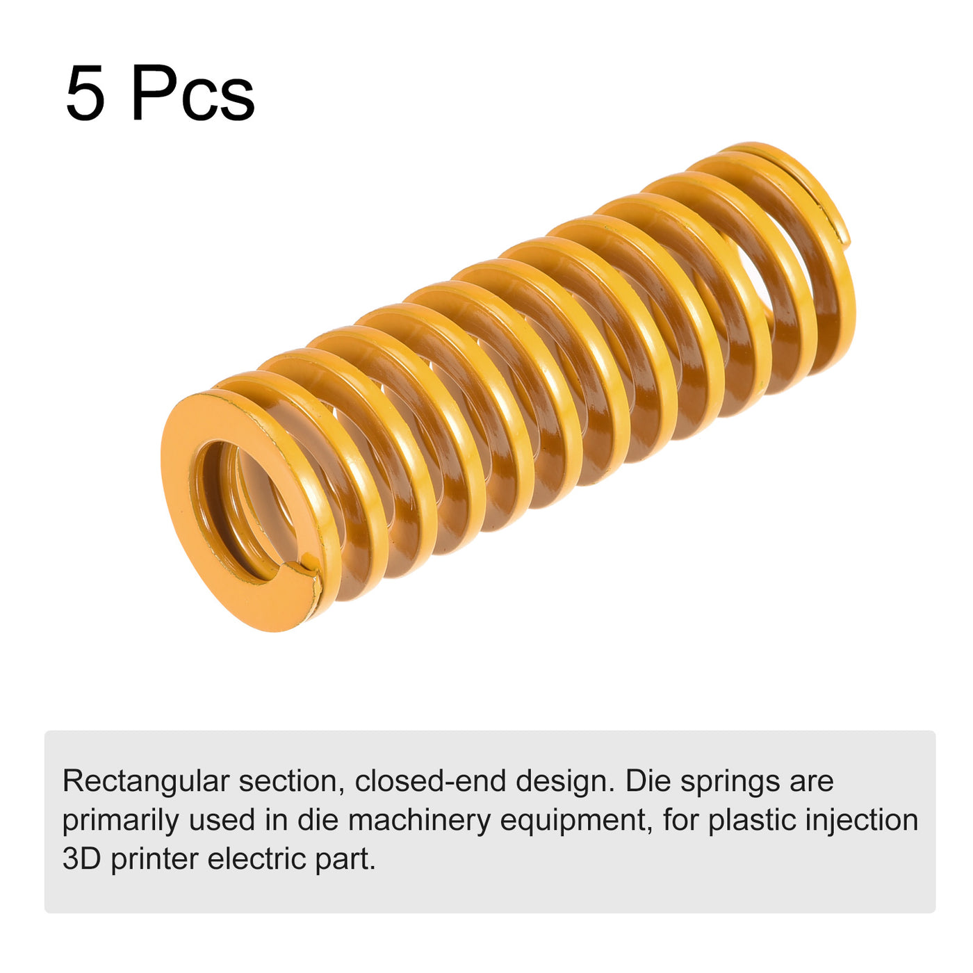 uxcell Uxcell Die Spring, 20mm OD 55mm Long 5pcs Stamping Light Load Compression Yellow