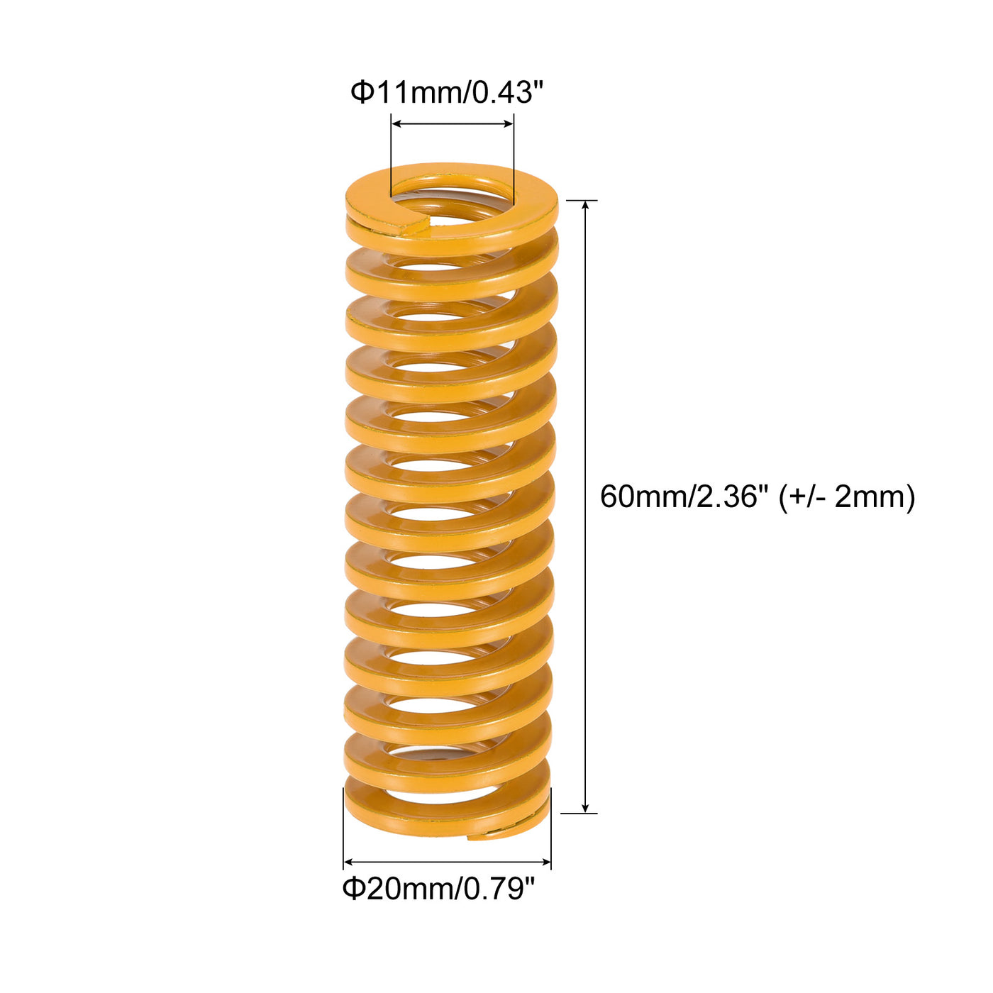 uxcell Uxcell Die Spring, 20mm OD 60mm Long 2pcs Stamping Light Load Compression Yellow